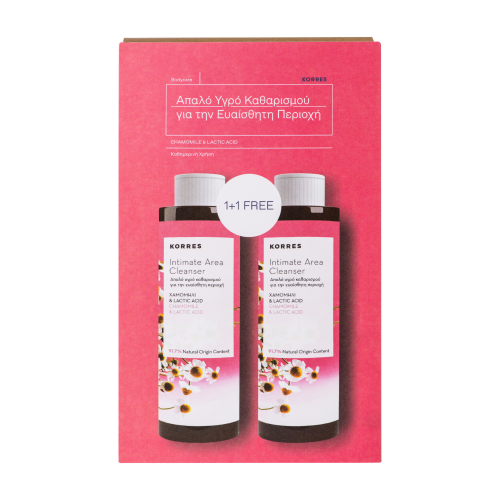 KORRES PROMO 1+1 INTIMATE AREA CLEANSER ΥΓΡΟ ΣΑΠΟΥΝΙ ΕΥΑΙΣΘΗΤΗΣ ΠΕΡΙΟΧΗΣ ΧΑΜΟΜΗΛΙ & LACTIC ACID 2X250ML