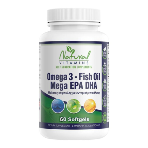 NATURAL VITAMINS OMEGA 3 FISH OIL MEGA EPA/DHA 60SOFTGELS