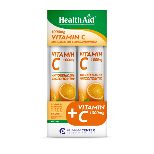 HEALTH AID PROMO 1+1 VITAMIN C 1000MG ORANGE 2X20 ΑΝΑΒΡΑΖΟΝΤΑ ΔΙΣΚΙΑ