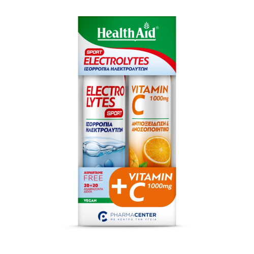 HEALTH AID PROMO ELECTROLYTES SPORT 20 ΑΝΑΒΡΑΖΟΝΤΑ ΔΙΣΚΙΑ & VITAMIN C 1000MG 20 ΑΝΑΒΡΑΖΟΝΤΑ ΔΙΣΚΙΑ