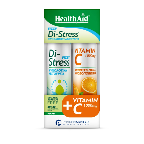 HEALTH AID PROMO FIZZY DI-STRESS 20 ΑΝΑΒΡΑΖΟΝΤΑ ΔΙΣΚΙΑ & VITAMIN C 1000MG 20 ΑΝΑΒΡΑΖΟΝΤΑ ΔΙΣΚΙΑ