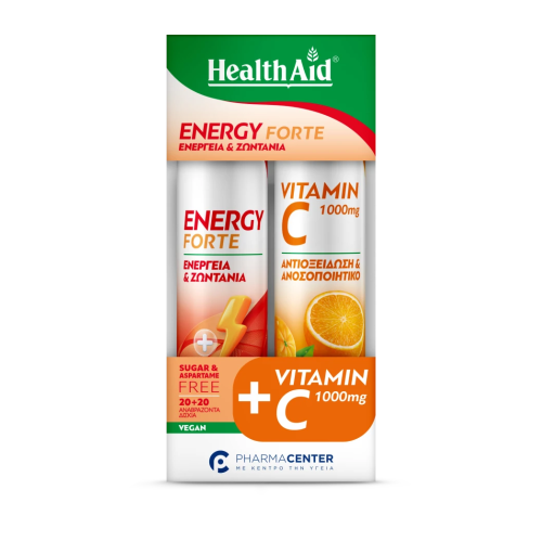 HEALTH AID PROMO ENERGY FORTE 20 ΑΝΑΒΡΑΖΟΝΤΑ ΔΙΣΚΙΑ & VITAMIN C 1000MG 20 ΑΝΑΒΡΑΖΟΝΤΑ ΔΙΣΚΙΑ