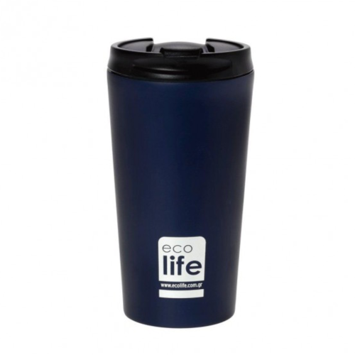 ECO LIFE ΒLUE BLACK (MATTE) COFFEE THERMOS 370ML