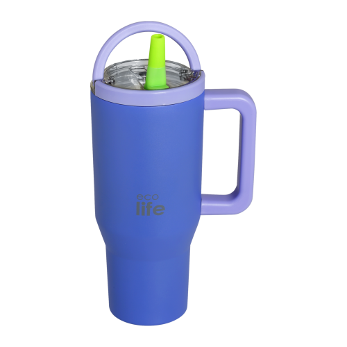 ECO LIFE 2HANDLES LID TUMBLER BLUE PURPLE 900ML