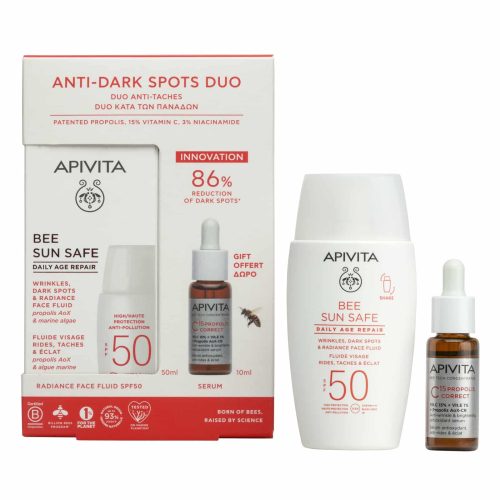 APIVITA PROMO BEE SUN SAFE ANTI-DARK SPOTS DUO DAILY AGE REPAIR FACE FLUID SPF50 50ML & ΔΩΡΟ C15 PROPOLIS CORRECT SERUM 10ML