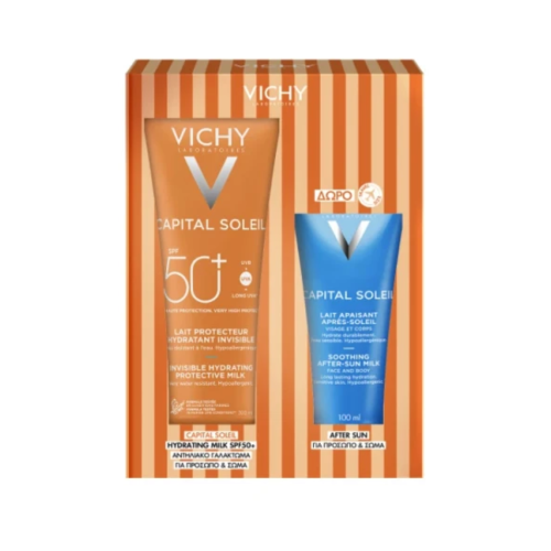 VICHY CAPITAL SOLEIL PROMO  ΑΝΤΗΛΙΑΚΟ ΣΩΜΑΤΟΣ SPF50+ 300ML & ΔΩΡΟ AFTER SUN ΠΡΟΣΩΠΟ & ΣΩΜΑ 100ML