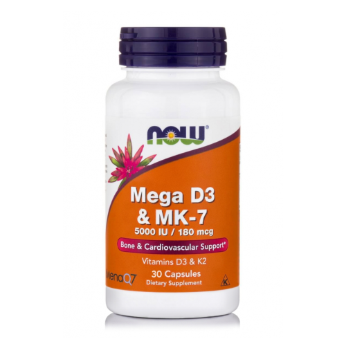NOW FOODS MEGA D3 & MK-7 5000IU/180MCG VITAMINS D3 & K2 30CAPS
